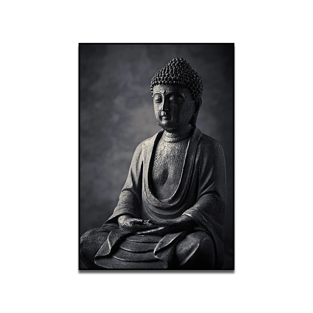 Affiche Murale Bouddha Noir Méditation