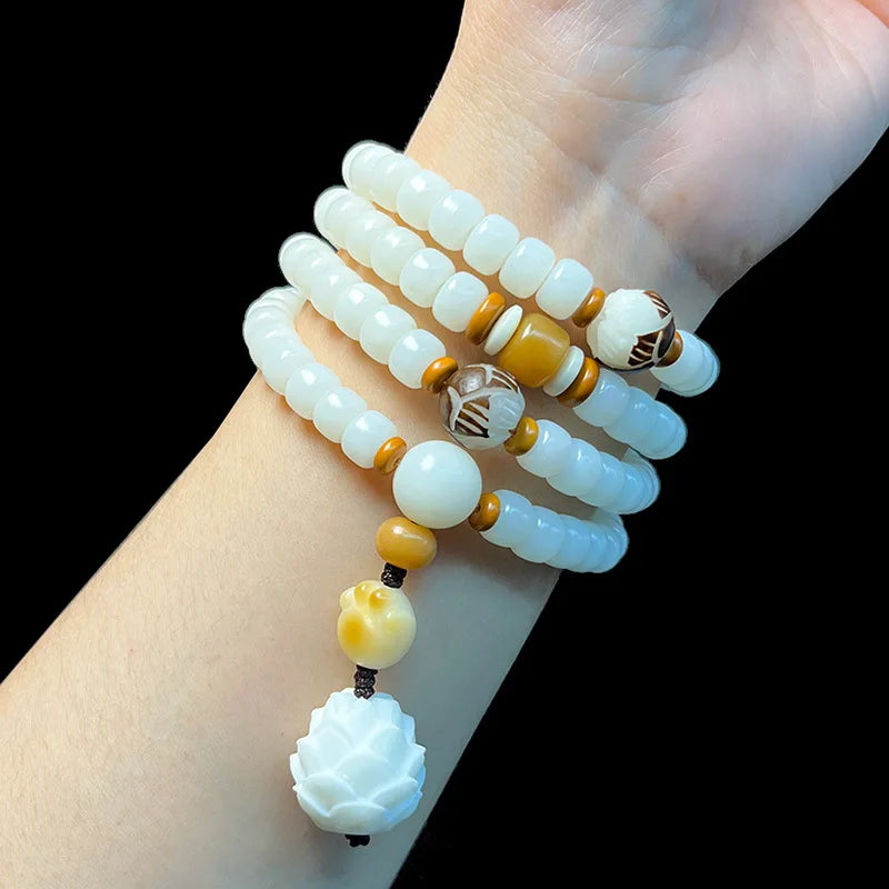 Collier Mala Tibétain Blanc