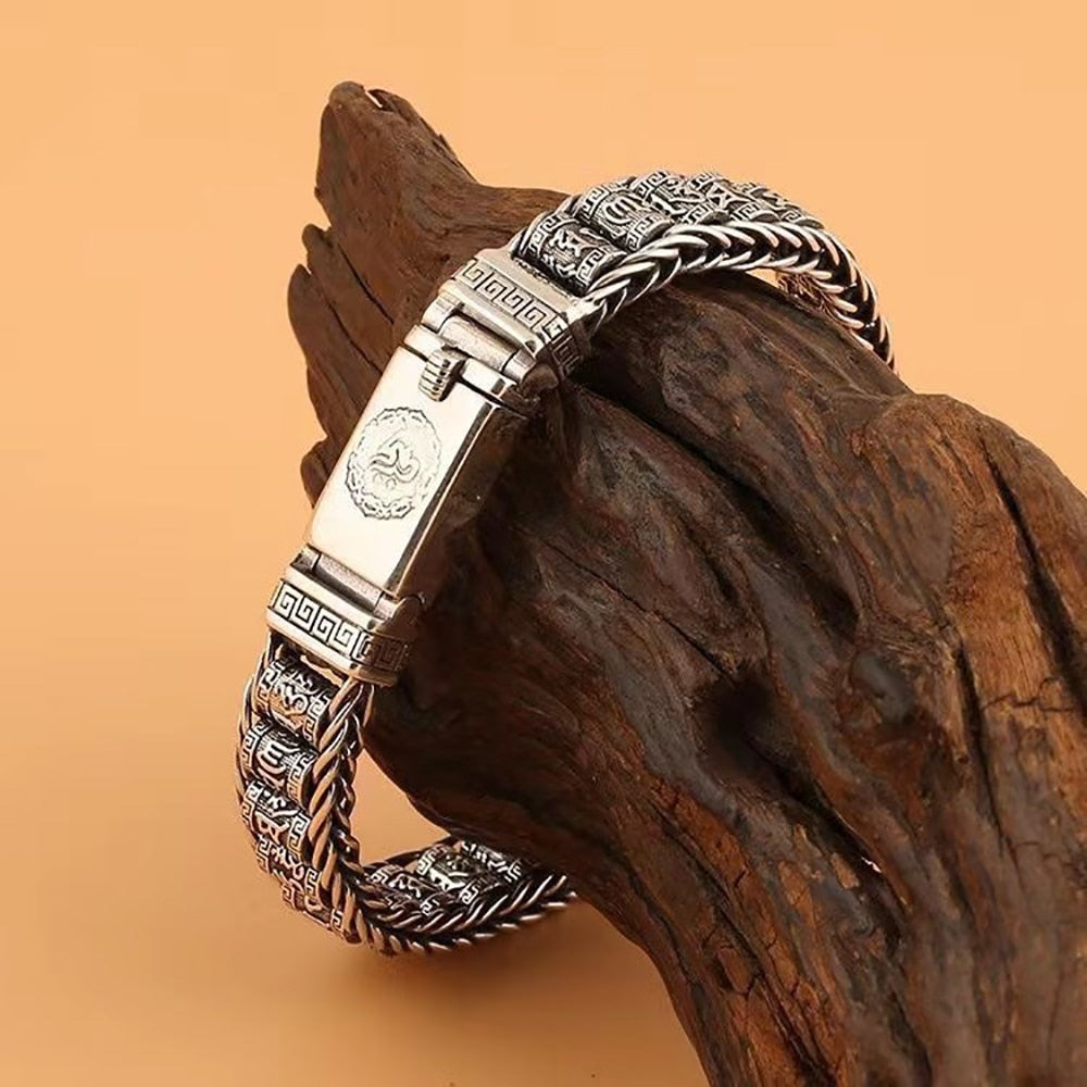 Bracelet Argent Mantra Bouddhiste
