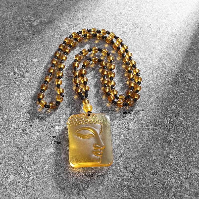 Pendentif Bouddha en Jade Jaune