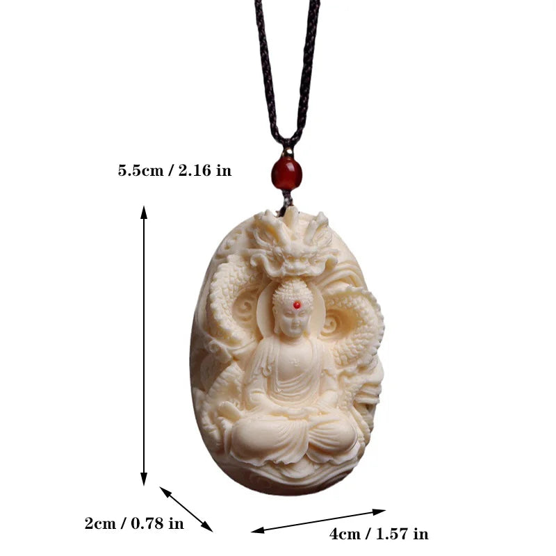 Pendentif Bouddha Dragon Blanc