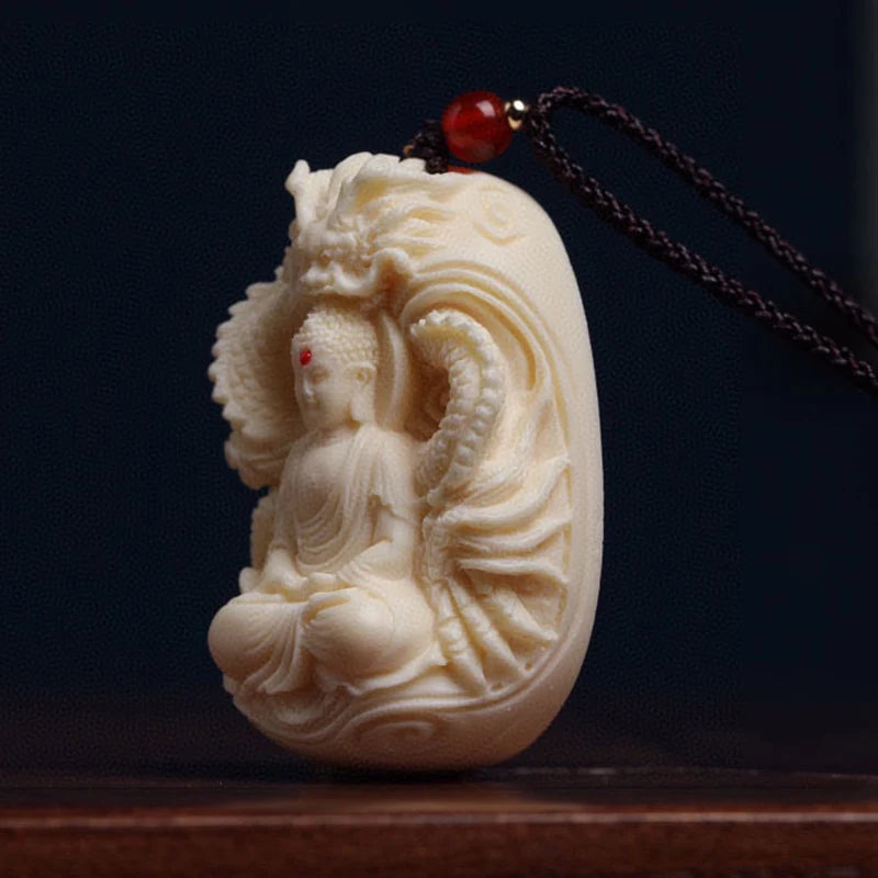 Pendentif Bouddha Dragon Blanc