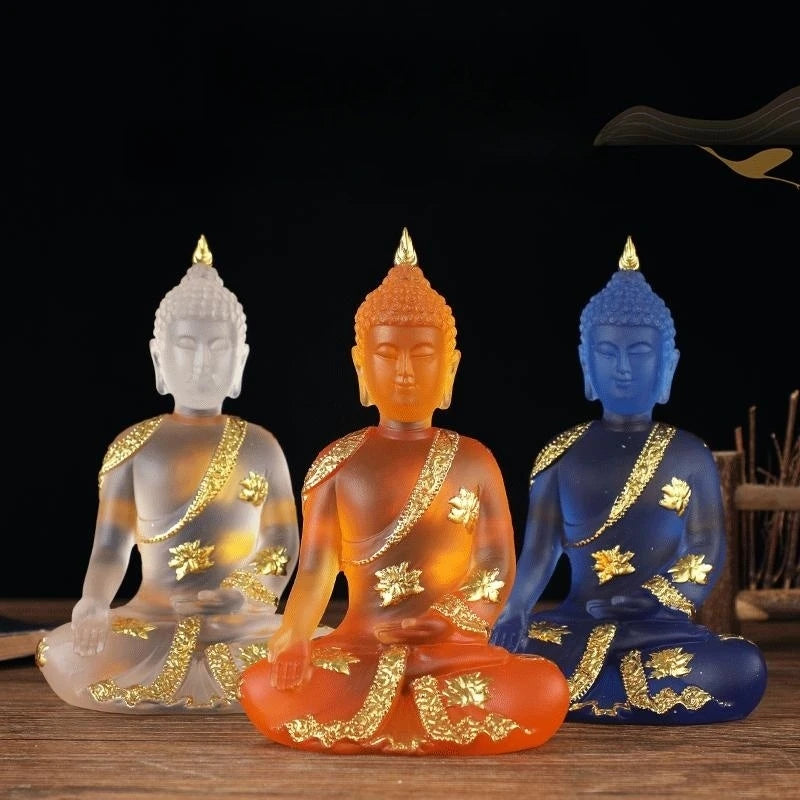 Statue de Bouddha en résine colorée