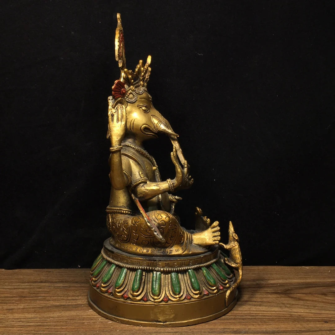 Statue de Ganesh en Cuivre Orné