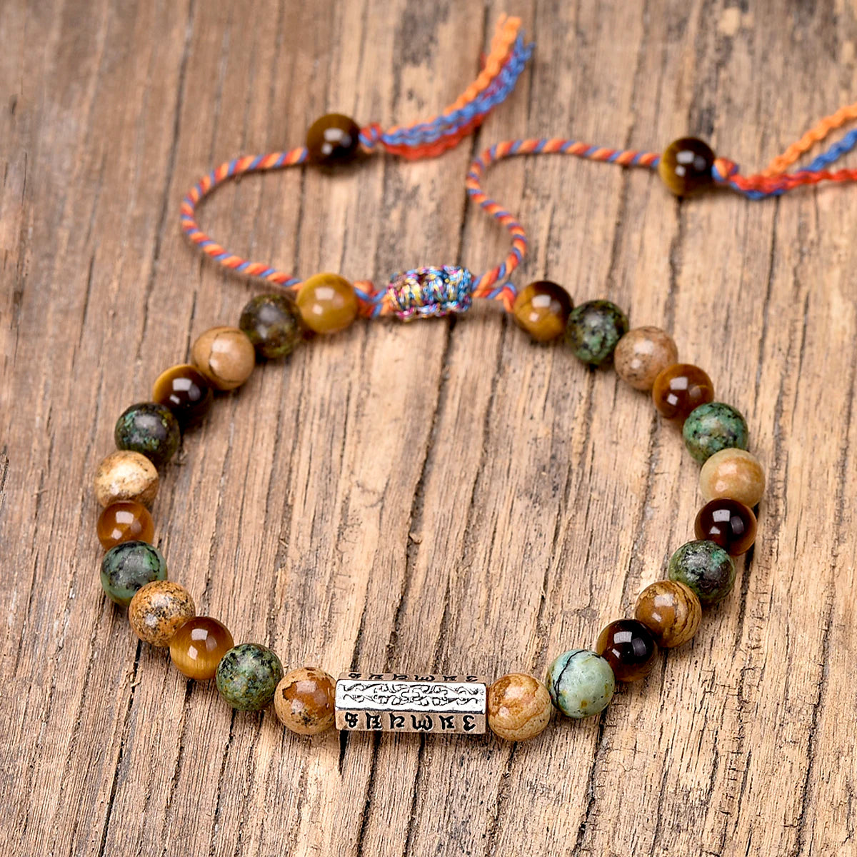 Tibetisches Armband Natursteine Om