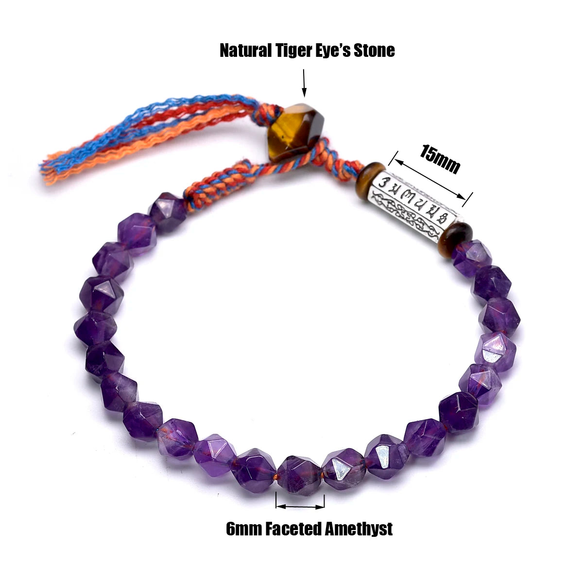 Tibetisches Om-Armband aus Amethyst