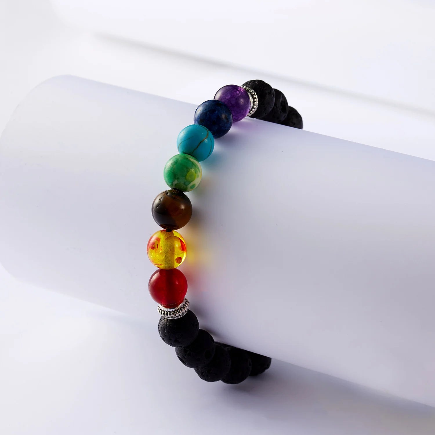 7 Chakren-Armband mit Lavastein