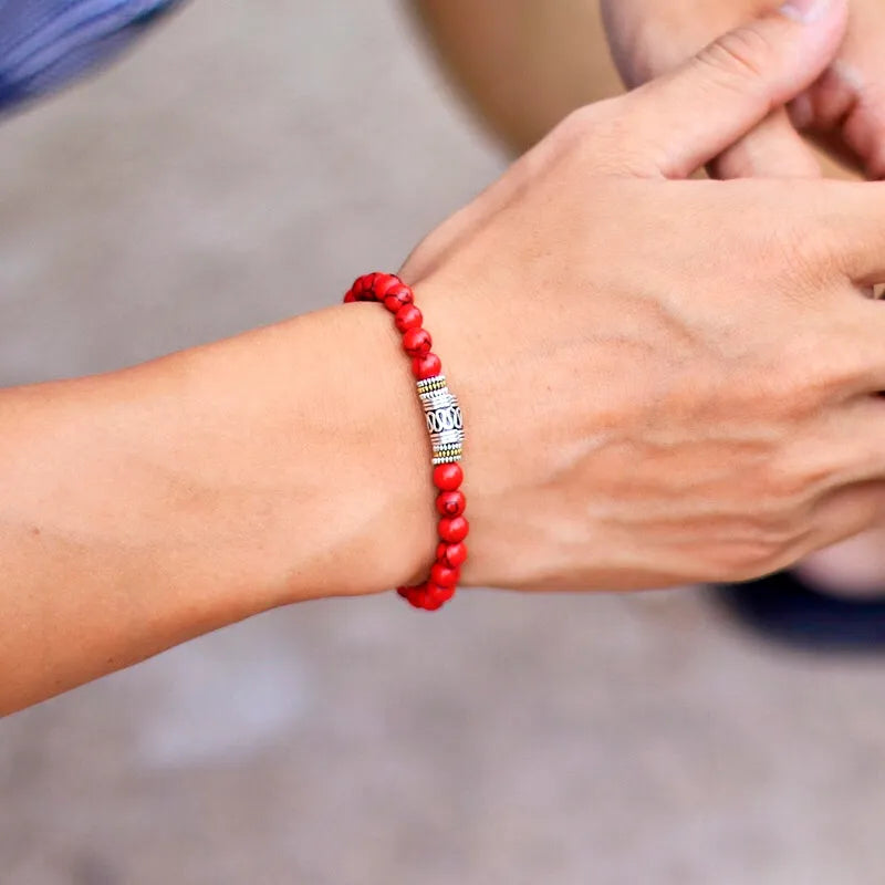 Bracelet Tibetain Jaspe Rouge