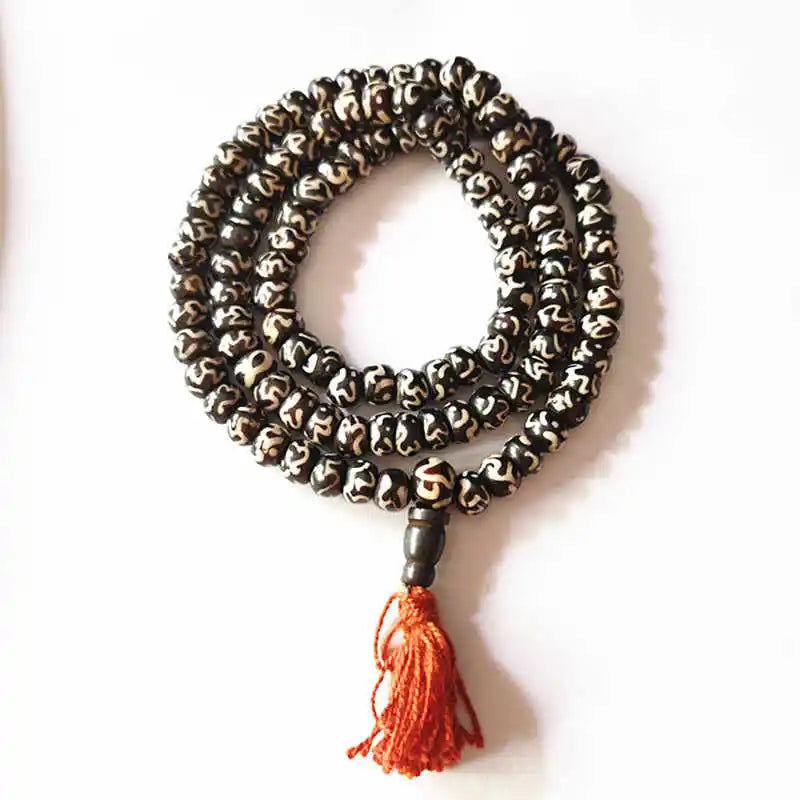 Mala Tibétain 108 Perles en Os de Yak