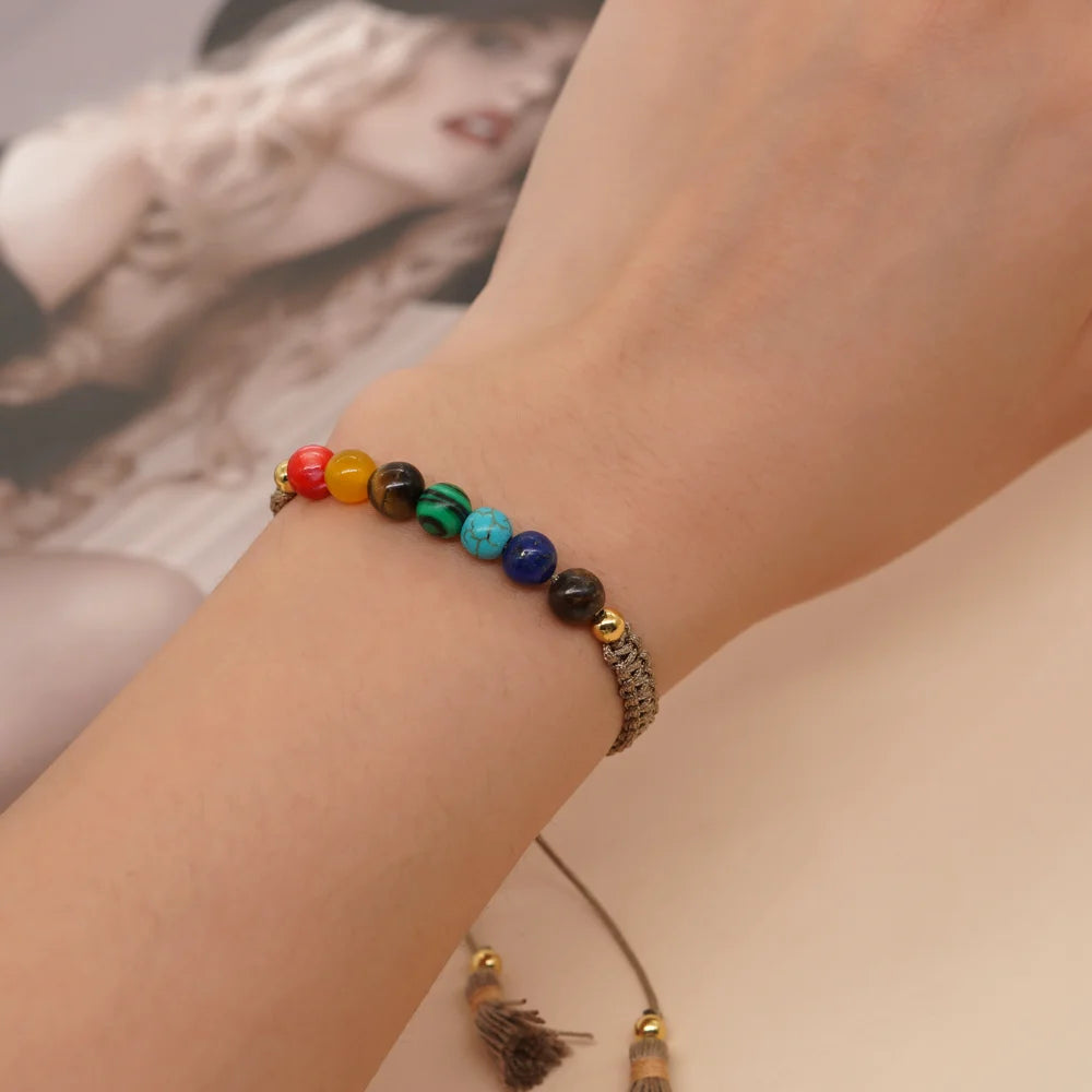 Bracelet Avec 7 Chakras Tressés
