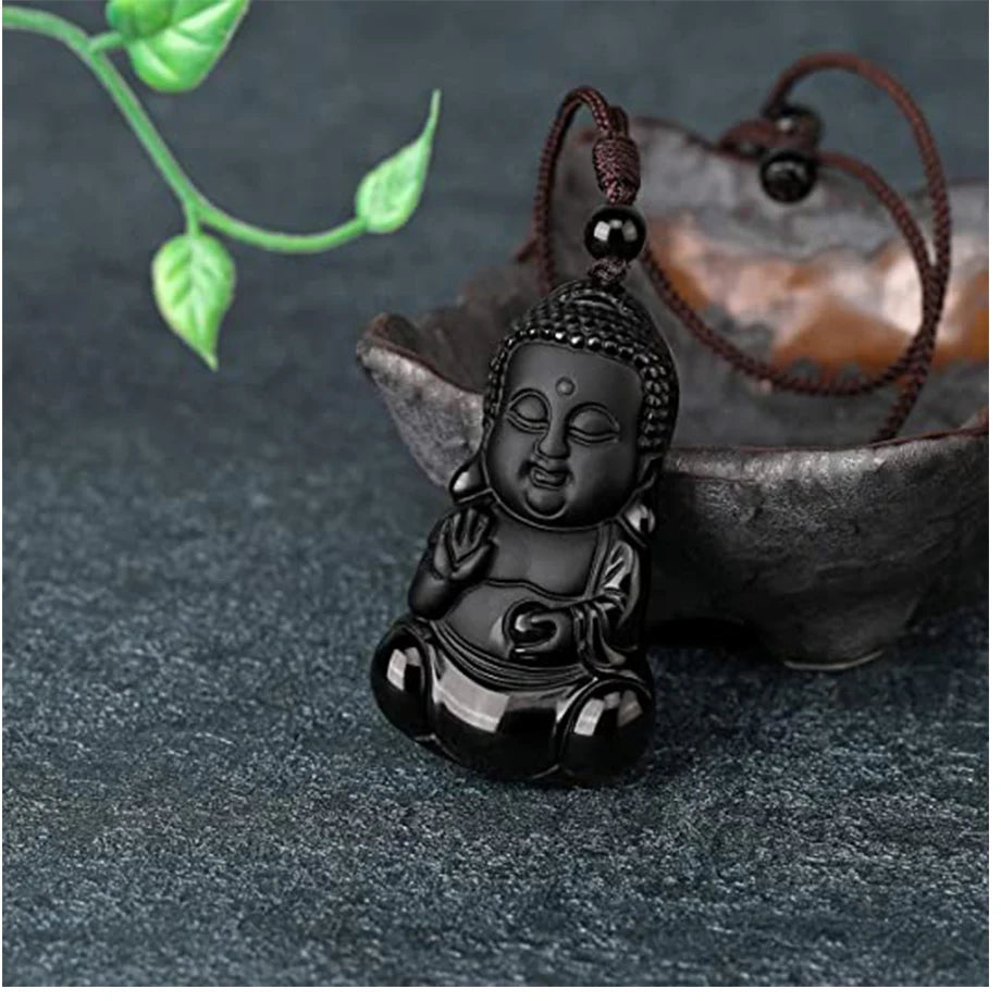 Obsidian-Buddha-Anhänger