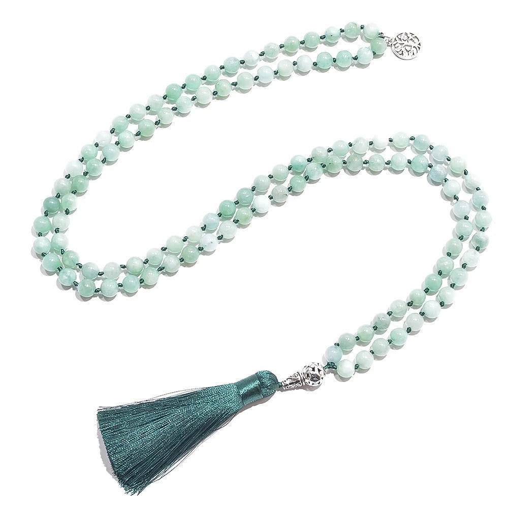Burmesische Jade-Perlen-Mala-Halskette