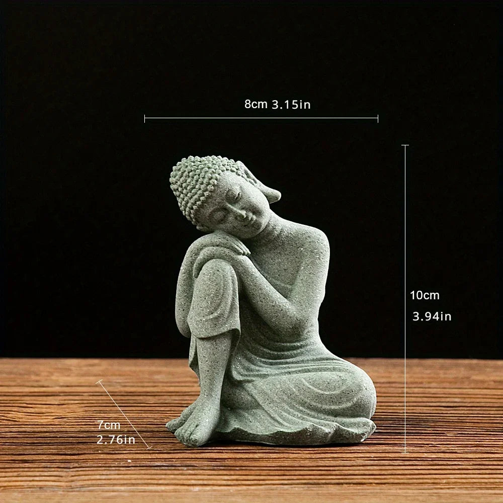 Statuette de Bouddha en Grès Vert