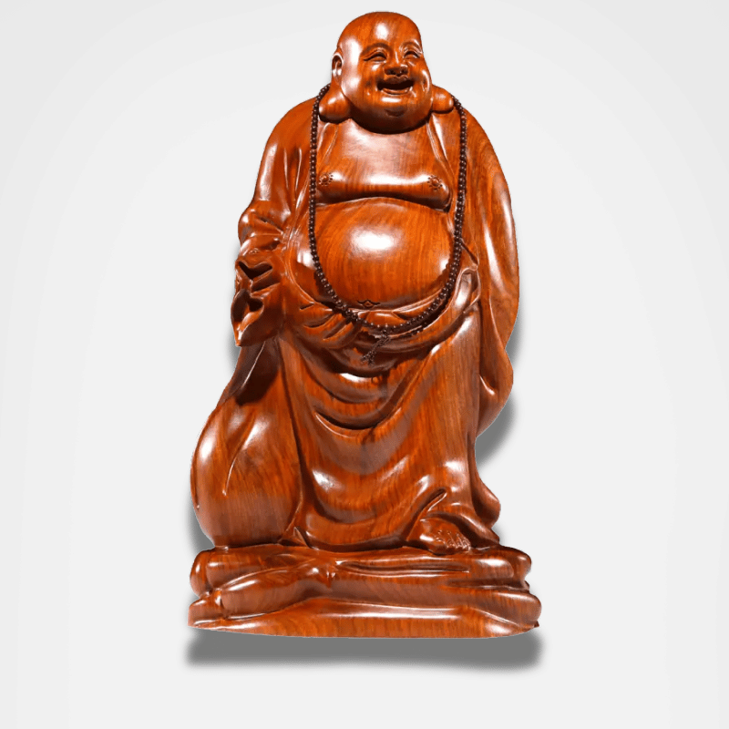 Estatua de Buda sonriente "Maitreya" Madera maciza