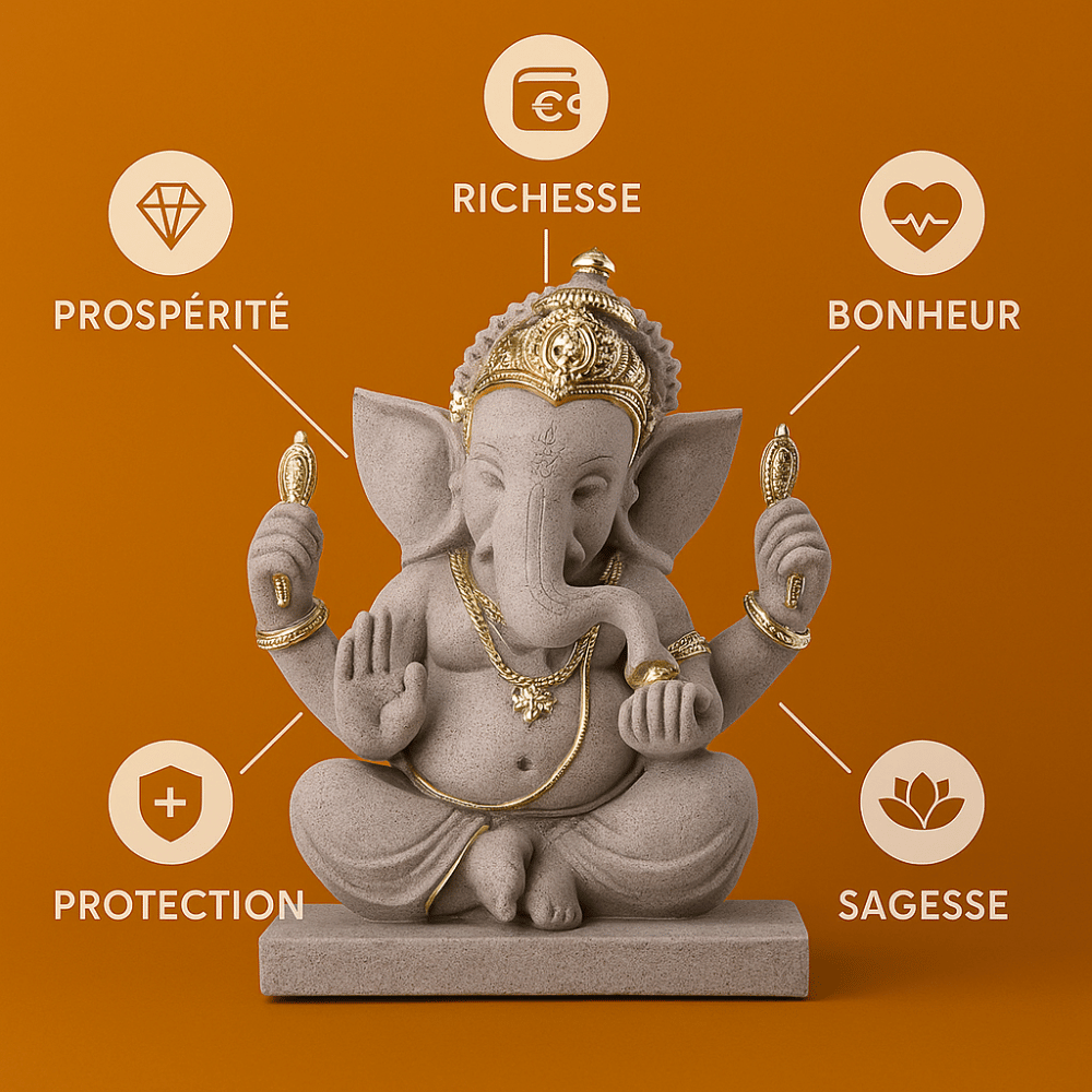 Statue de Dieu éléphant Ganesh en pierre de grès