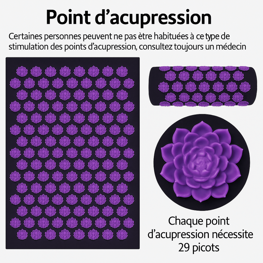 Estera de yoga de acupresión con flor de loto