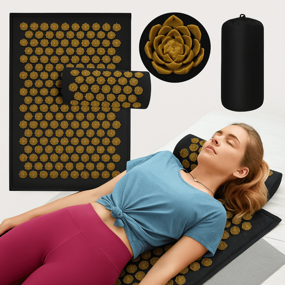 Estera de yoga de acupresión con flor de loto