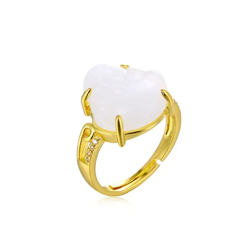 Bague Bouddha (Pierre Jade) - Ajustable / Quartz