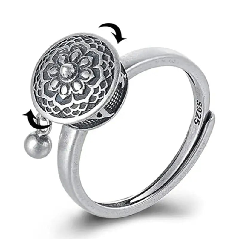 Bague Bouddhiste Antistress - Argent