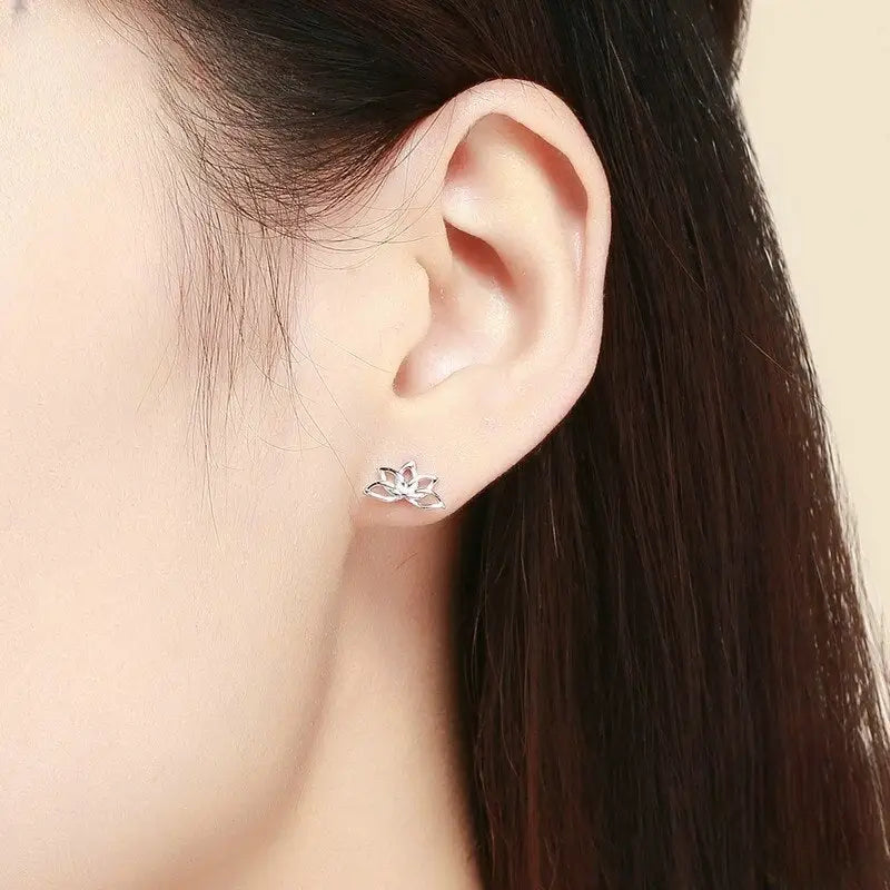 boucle d’oreille fleur de lotus argent