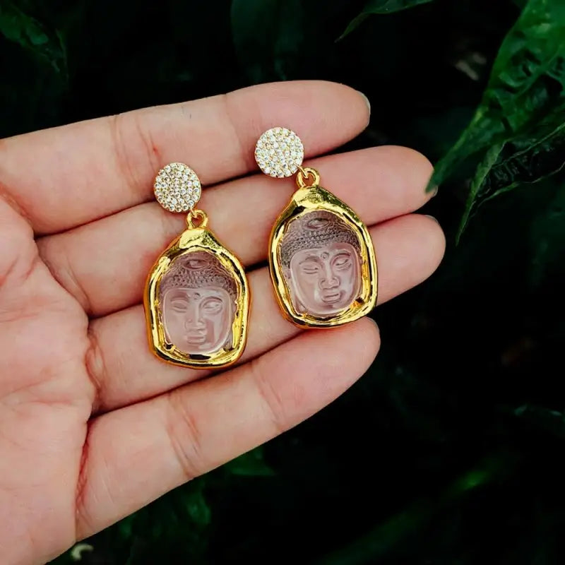 Boucles d’oreilles Bouddha Or / Quartz