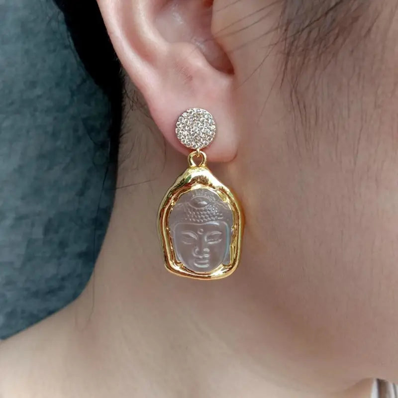 Boucles d’oreilles Bouddha Or / Quartz