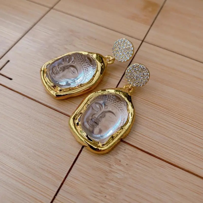 Boucles d’oreilles Bouddha Or / Quartz