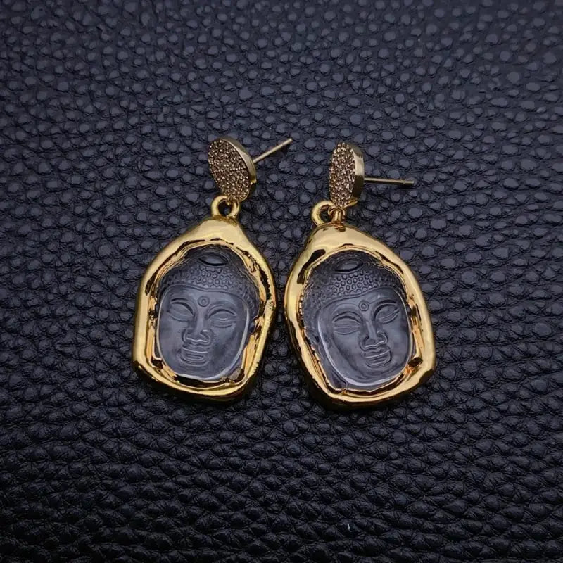 Boucles d’oreilles Bouddha Or / Quartz