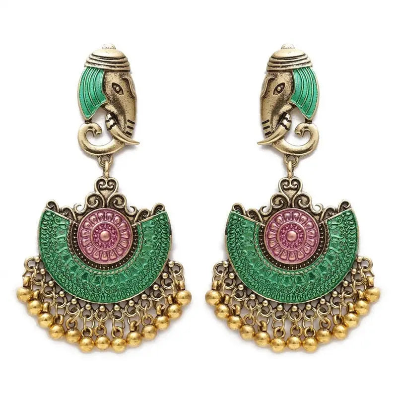 Boucles d’oreilles éléphant d’asie - Verte