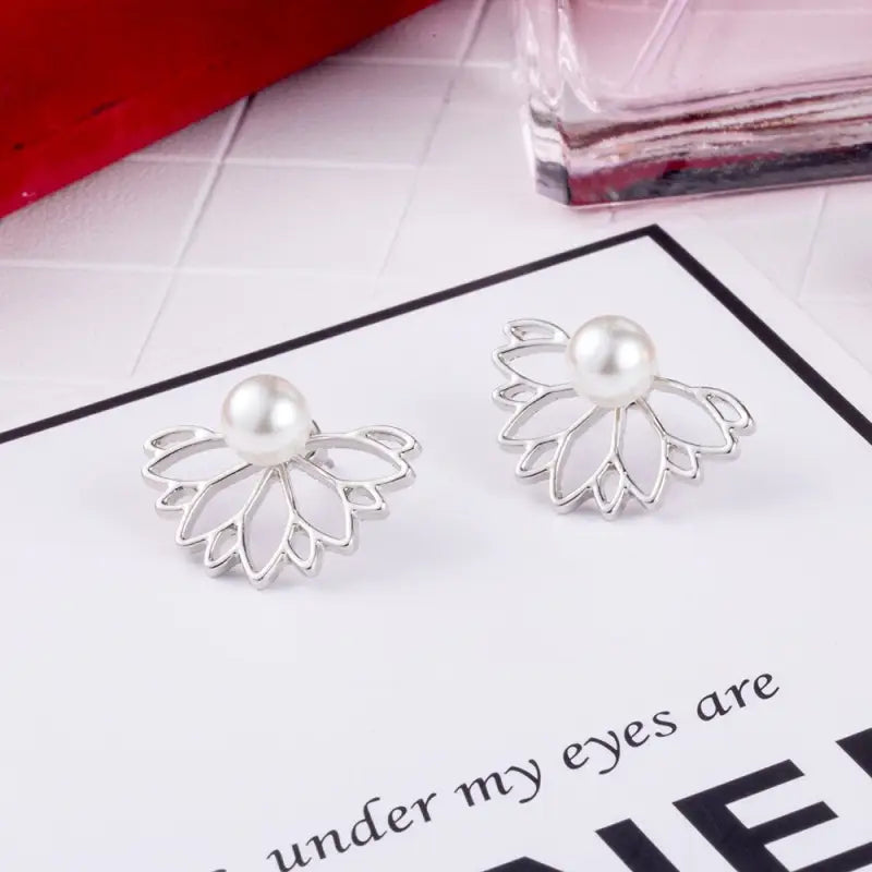 Boucles d’oreilles fleur de lotus Perle