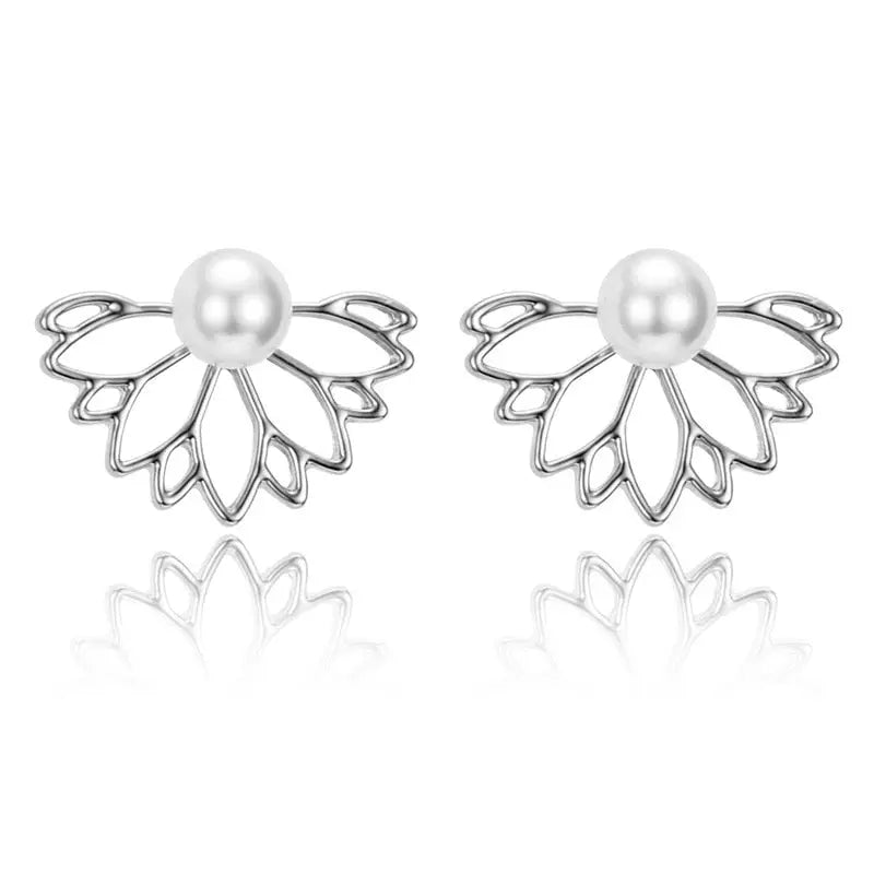 Boucles d’oreilles fleur de lotus Perle - Argent