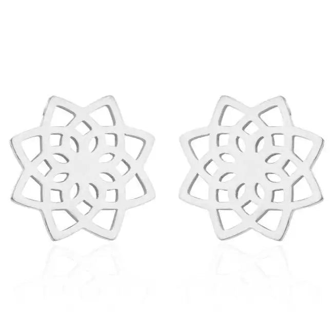 Boucles d’oreilles Fleur de vie simple - Argent