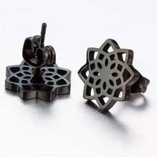 Boucles d’oreilles Fleur de vie simple - Noir