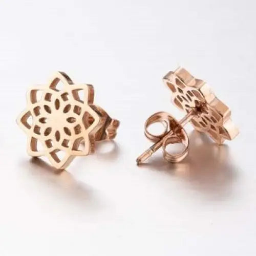 Boucles d’oreilles Fleur de vie simple - Or rose