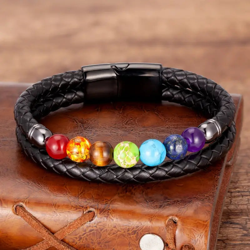 Bracelet 7 Chakra Homme - Noir / China / 19cm