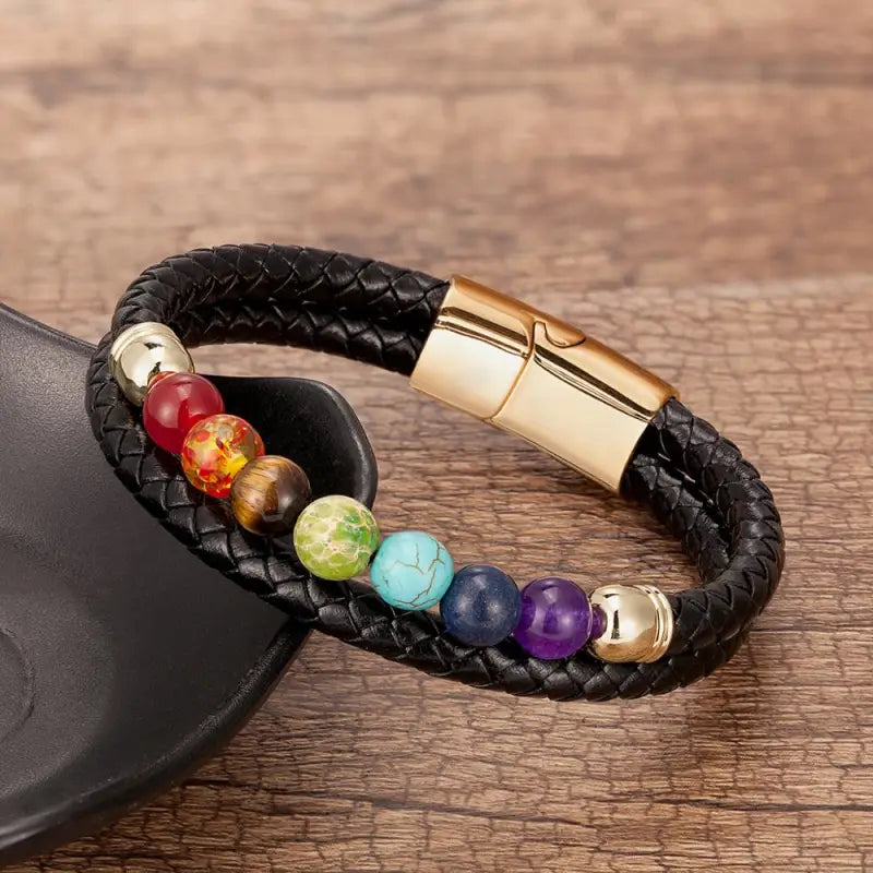 Bracelet 7 Chakra Homme - Or / China / 19cm