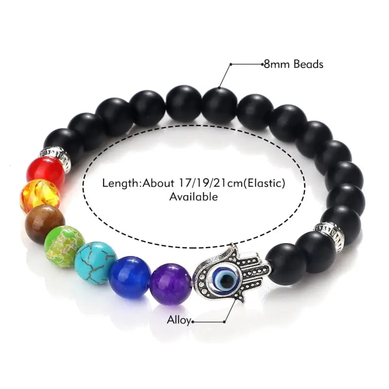 Bracelet 7 Chakra main Hamsa