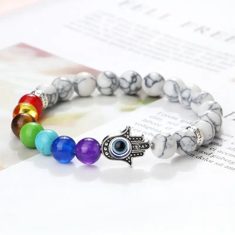 Bracelet 7 Chakra main Hamsa
