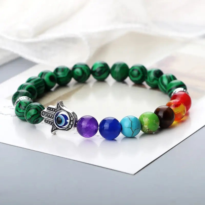 Bracelet 7 Chakra main Hamsa
