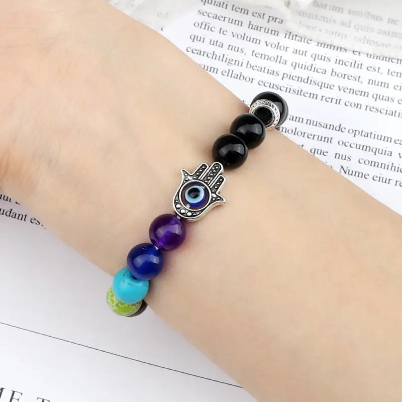 Bracelet 7 Chakra main Hamsa