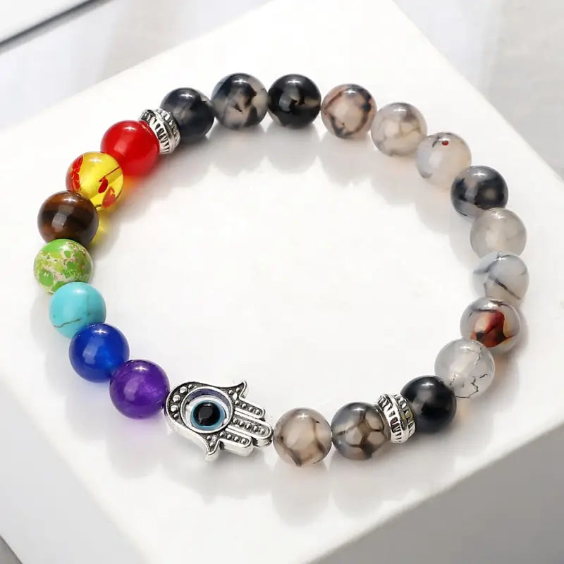 Bracelet 7 Chakra main Hamsa