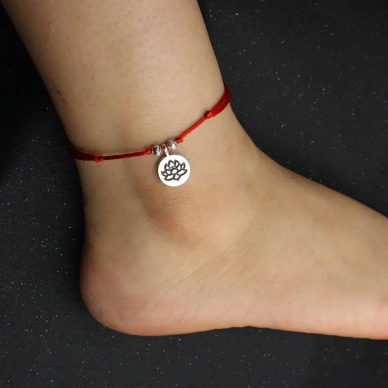 Bracelet de cheville Bouddhiste Rouge