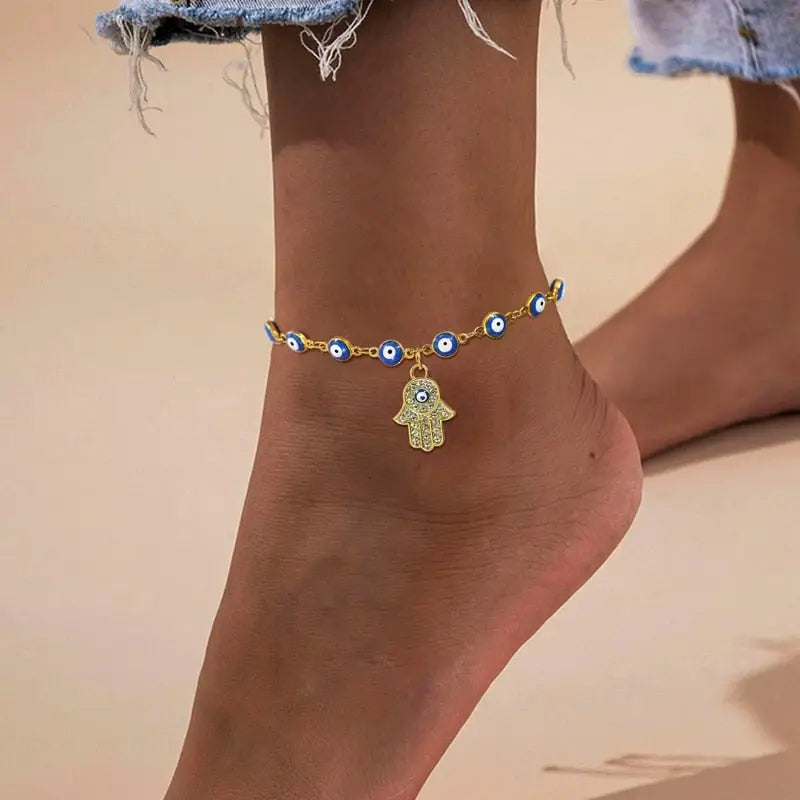 Bracelet de cheville Hamsa