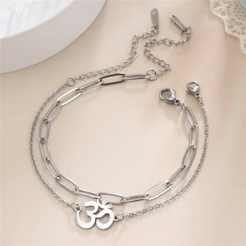 Bracelet de cheville Symbole Ohm - Argent