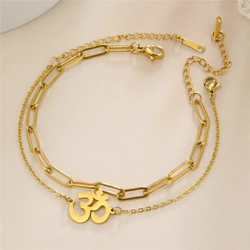 Bracelet de cheville Symbole Ohm - Or