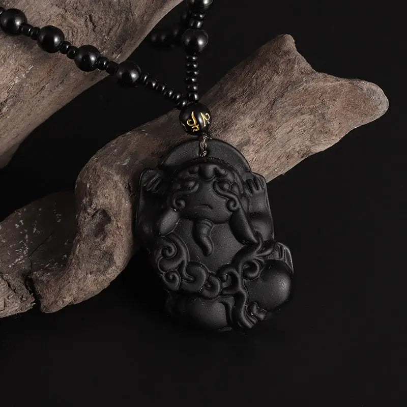 Collier Bouddha rieur Noir