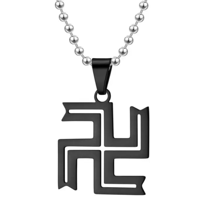 Collier Croix Bouddhiste Svastika - Noir