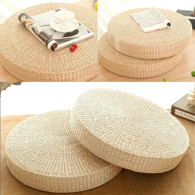 Coussin de méditation en paille Tissée