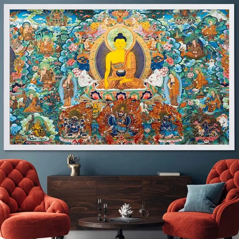 Grand Tableau Bouddhiste Thangka