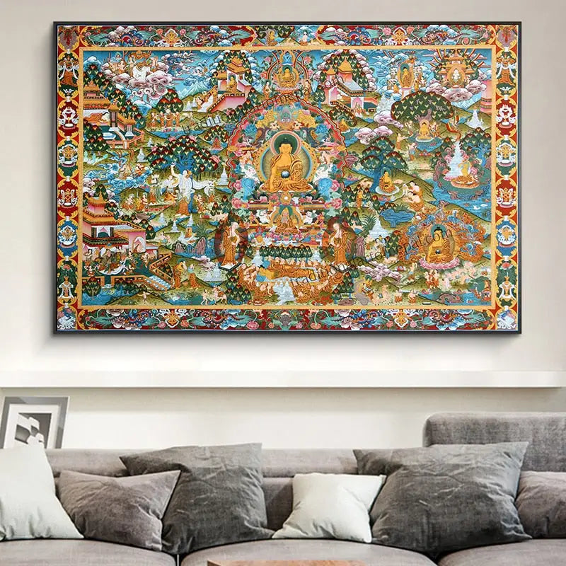 Grand Tableau Bouddhiste Thangka